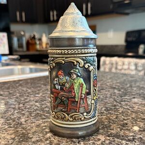 Vintage GERZ Pewter Lidded Beer Stein